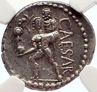 Julius Caesar 48bc Ancient Silver Roman Coin Venus Troy Rome Hero Ngc I69585