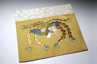 Japanese Buddhist Altar Cloth " Uchishiki " Phoenix Embroidery Silk Tablecloth Rug