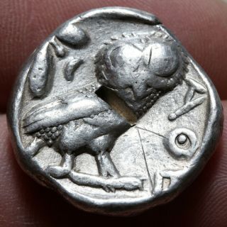Ancient Greek Coin Silver Tetradrachm Attica Athens Owl Circa 430s - 420s Bc.