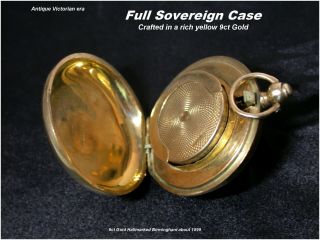 Victorian 9ct Gold Full Sovereign Case B/hm Hm C1899 Antique