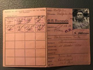 Very rare german WWII early 1933 SA member card 