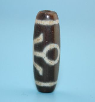 38 13 Mm Antique Dzi Agate Old 1 Eyes Bead From Tibet