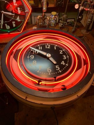 Antique/Vintage neon game clock.  Barnett? 6