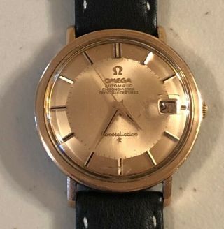 Vintage Omega Constellation Watch W Pie Pan Dial & Gold Bezel