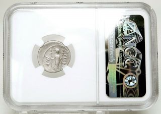 42 BC temp.  MARK ANTONY Cleopatra Octavian NGC Ancient Roman Silver Denarius Coin 4
