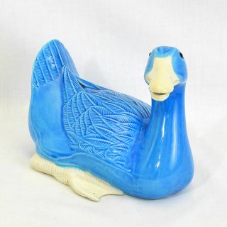 Vintage Mid Century Blue Porcelain Glazed Duck Chinese Import 8 "
