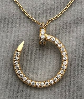 Authentic Cartier Juste Un Clou Necklace Pendant 18k Yg,  Diamonds Ret Usd $6,  350