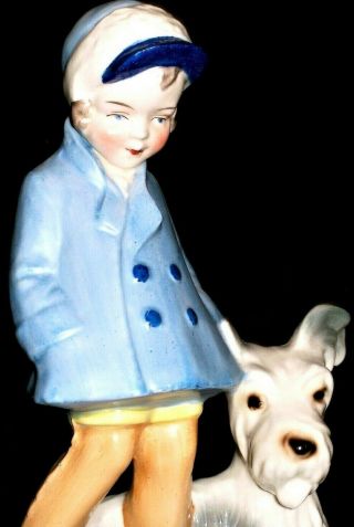 Antique Austria Goldscheider Qty Art Deco Girl & Terrier Dog Ceramic Figurine