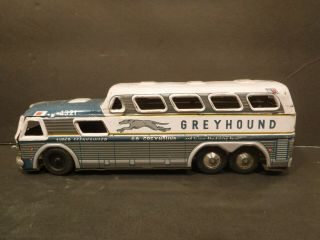 Vtg.  Tin Friction Toy Greyhound Bus Express Scenicruiser Lithograph Japan