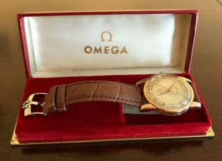 Vintage Rare Men Omega Seamaster Two Tone Dial 14kgf Cal420 Watch Swiss
