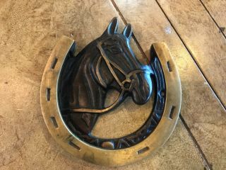 Vintage Brass Horse And Horseshoe Door Knocker