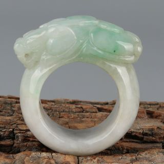 Chinese Exquisite Hand - Carved Jadeite Jade Brave Troops Ring