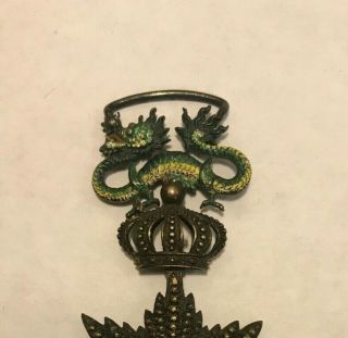 RARE ANNAM FRANCE ORDER OF THE DRAGON MEDAL SILVER ANTIQUE OLD CHINA FRENCH 3