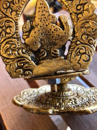 Exquisite Tibetan Gold Elephant Trunk Buddha Statue Tray With Hands Cupped Bowl 5