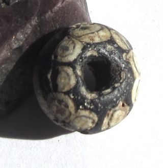 RARE ANCIENT STRATIFIED EYE GLASS BEAD 14mm x 16mm 6th to 3rd BCE 4