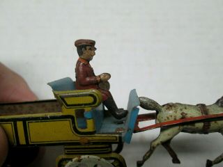 Antique German Penny Toy Horse Drawn Delivery Wagon With Driver 5