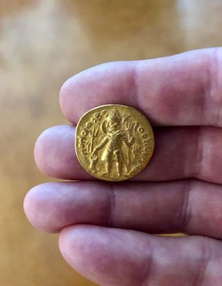 Ancient Kushan Solid Gold Stater Coin Of Vasudeva I 292 - 312 Ad