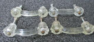 Antique Cut Glass Drawer Pulls Handles Set Of 4 Clear Glass Pulls Vintage