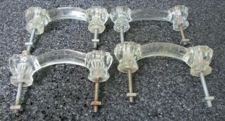 Antique Cut Glass Drawer Pulls Handles Set Of 4 Clear Glass Pulls Vintage 2