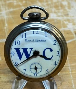 Vintage Westclox Unusual W C Dial Pocket Watch Movement Model 90001 Runs Well