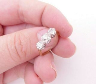 18ct Gold 1ct Diamond Ring,  Old Mine Cut 3 Stone