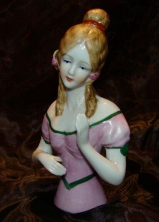 Half Doll Figurine Romantic Half Doll Pincushion Arms Away Art Deco - German Style