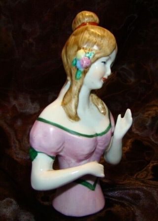 Half doll Figurine Romantic Half Doll Pincushion Arms Away Art Deco - German Style 2