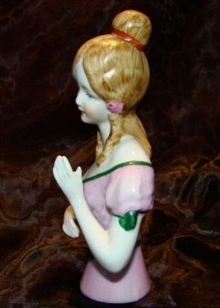 Half doll Figurine Romantic Half Doll Pincushion Arms Away Art Deco - German Style 4
