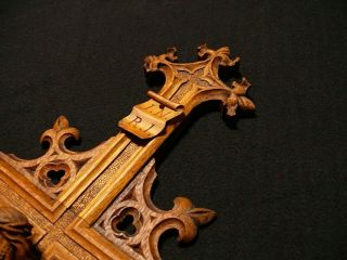 XXL 35 INCH RARE ANTIQUE LARGE HAND CARVED WOOD WALL CRUCIFIX CROSS CORPUS 1790 11