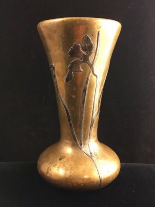 Vintage 1912 Sterling On Bronze Heintz Vase 6.  75 " Metal Art Flower Tiny Dent