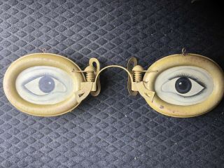 Antique advertising tin metal trade sign eyeglasses spectacles vintage Optical 2