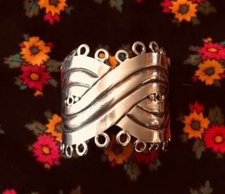 Rare William Spratling Taxco 1940s " Mask " Cuff Bracelet Vintage Sterling Silver