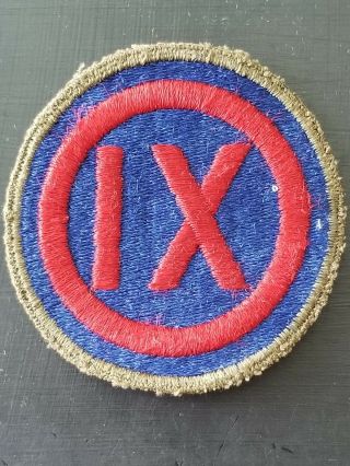 Wwii Us Army Ix 9th Corps Od Olive Drab Border Greenback Cut Edge Patch