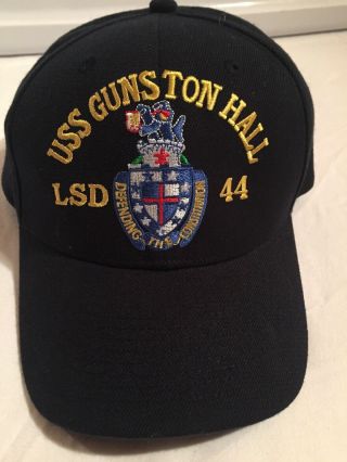 U.  S.  Navy Uss Gunston Hall Lsd - 44 Ship Hat Baseball Black Embroidery