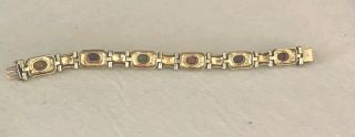 Vintage Raffty Solid 14k Etruscan Revival Bracelet 7” With 6 Cabochon Gemstones 2