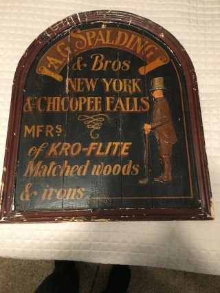 Antique AG A.  G.  A.  G.  Spalding & Bros Sporting Goods Advertising Wood Sign 10