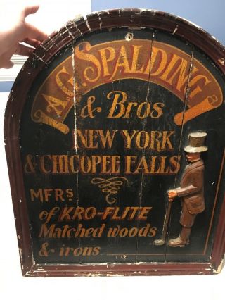 Antique AG A.  G.  A.  G.  Spalding & Bros Sporting Goods Advertising Wood Sign 12