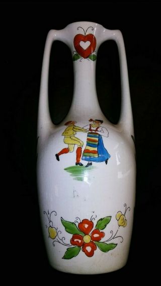 Rare Antique Rorstrand Double - Handled Vase Swedish Art Pottery