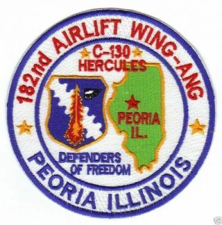Usaf Wing Patch,  182nd Airlift Wing,  Peoria,  Illinois,  Ang,  C - 130 Hercules Y