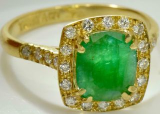 $14000 Certified Antique Art - Deco 2.  2ct Emerald&diamond Tiffany&co 18k Gold Ring