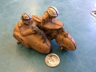 Antique Aub - Rubr Military Motorcycle W/ Sidecar & Soldiers Hard Rubber Toy