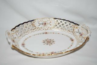 Antique - Meissen - Reticulated - Oval Basket/bowl - With Handles