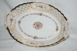 Antique - Meissen - Reticulated - Oval Basket/Bowl - with Handles 2