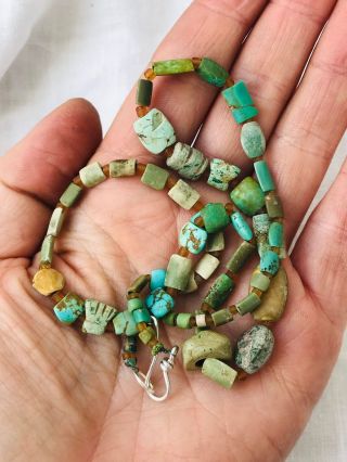 Ancient Turquoise Necklace.  Excavated Beads Hundreds Of Years Old.