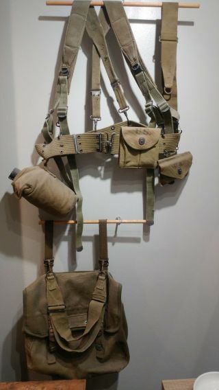 Wwii Us Gear,  Musette Bag,  Belt,  Canteen,  Carlisle Pouch,  M1 Mag Pouch,  Suspender