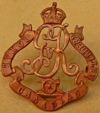 The Royal Canadian Artillery Cap Badge George 5th Ww1 Era