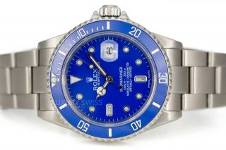 Rolex Mens Watch Submariner 16610 Stainless Steel 40mm Blue Face With Diamonds