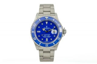 Rolex Mens Watch Submariner 16610 Stainless Steel 40mm Blue face with Diamonds 6