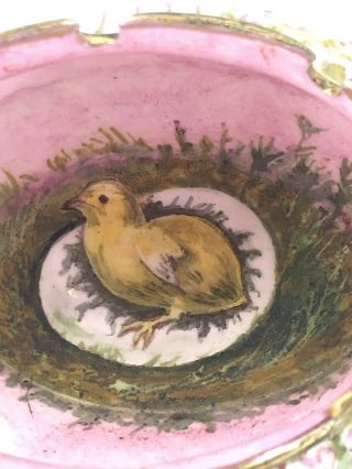 Victorian Hand - Painted China Easter Vase From 1901 Baby Chick Inside Lotus Ware 7
