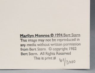 Large Vintage Hand - Signed Bert Stern Marilyn Monroe Portrait Lithograph Print 10